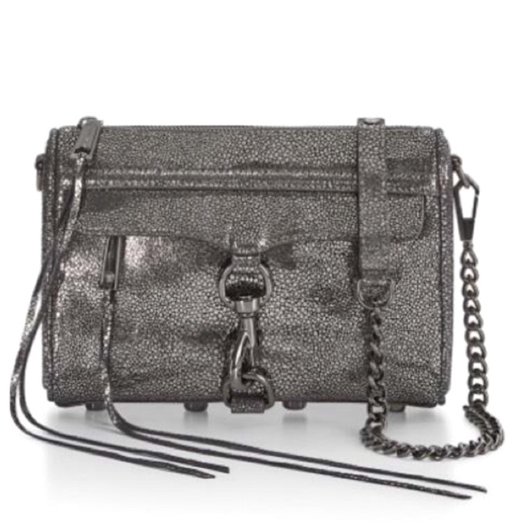 Rebecca Minkoff Handbags - REBECCA MINKOFF mini mac gunmetal leather crossbody bag